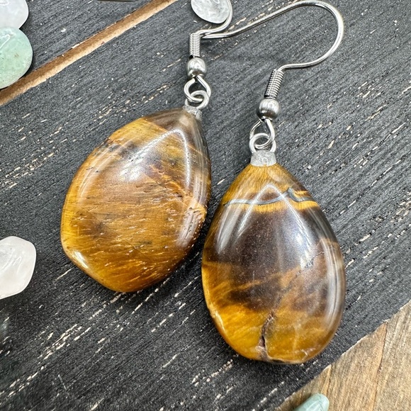 Tiger's big drops handmade earrings - Picture 1 of 4